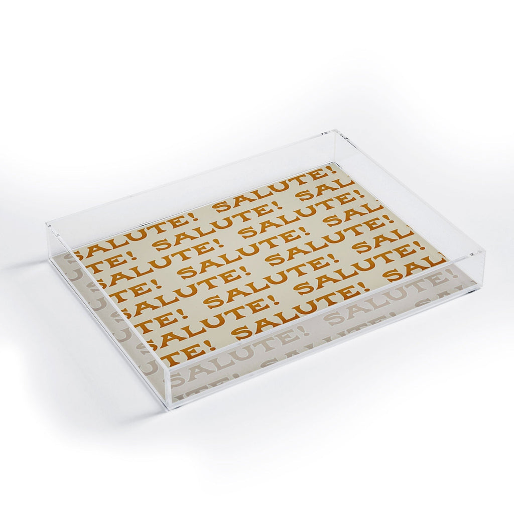 Jessica Molina Salute Gold Pattern on Cream Acrylic Tray