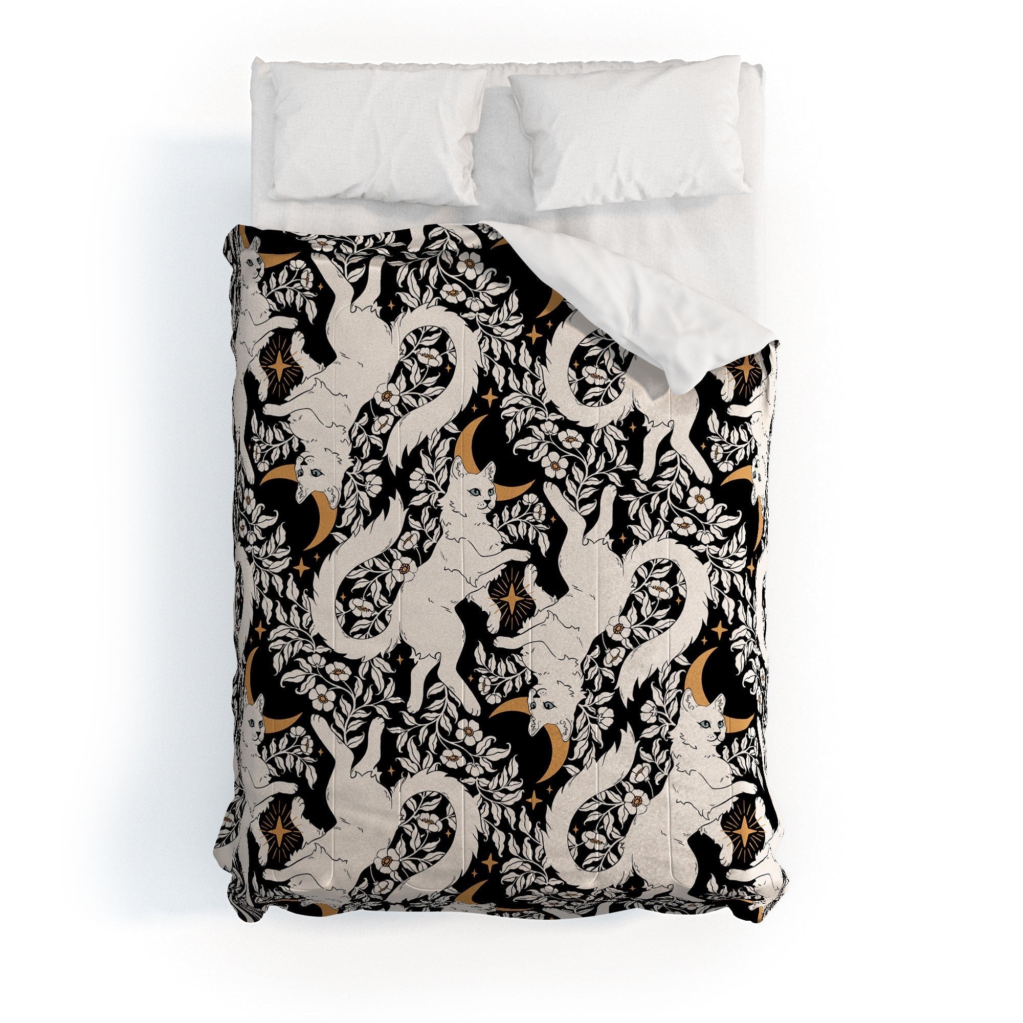 Avenie Celestial Cats Gold Comforter