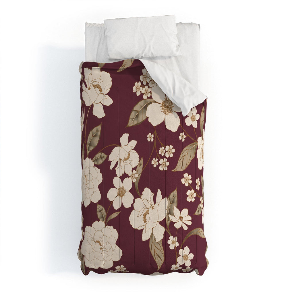 Gabriela Fuente Burgundy Floral Roberta Comforter