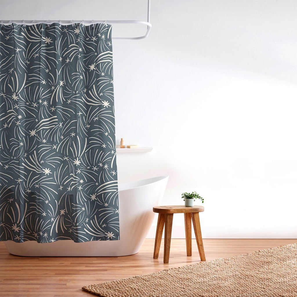 Little Om Pattern Shooting Stars blue Shower Curtain