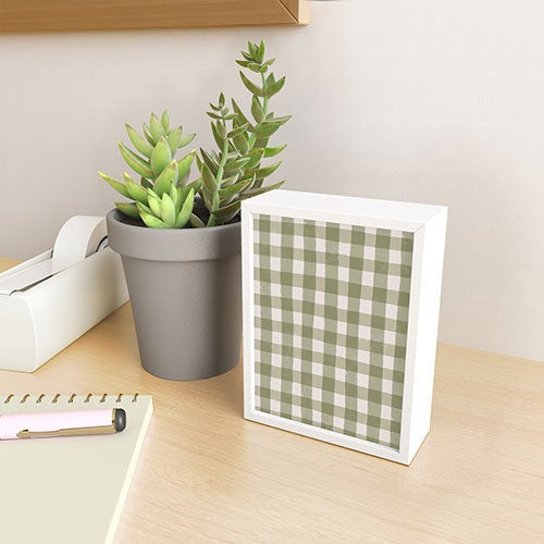 Menina Lisboa Rustic Green Plaid Framed Mini Art Print