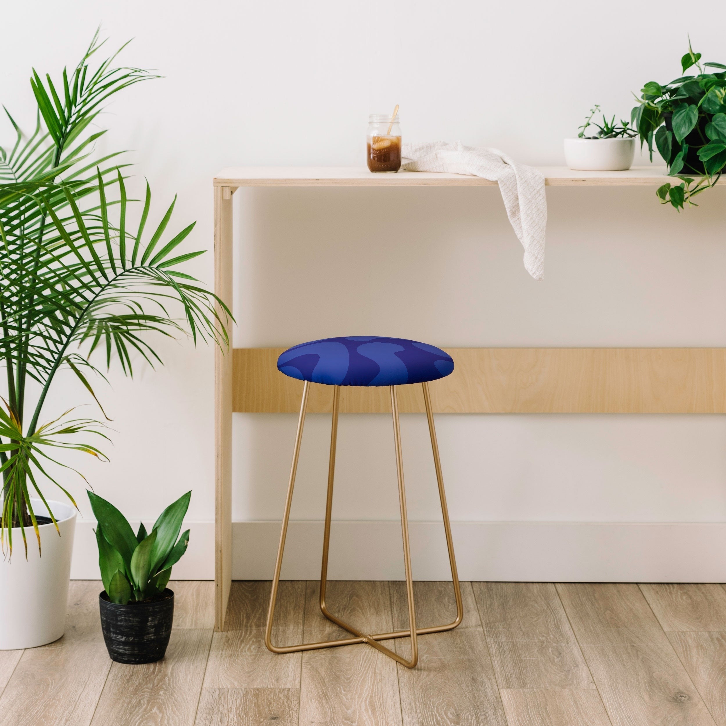 Camilla Foss Blue Pebble Counter Stool