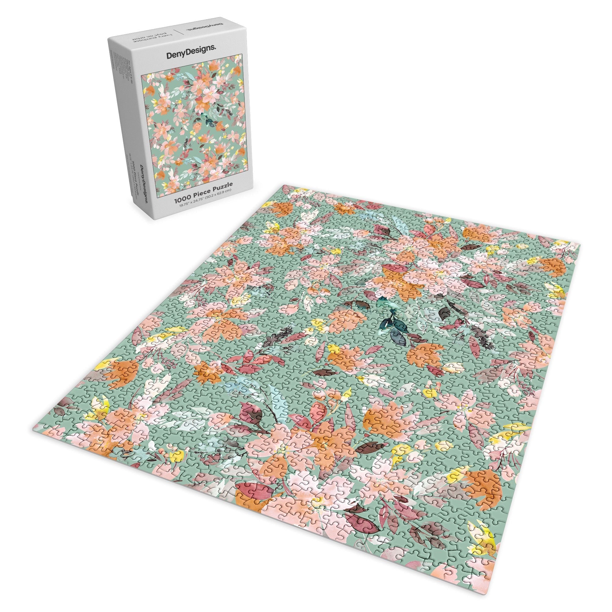Ninola Design Botanic Retreat Floral Oleander Whimsical Teal Green Puzzle