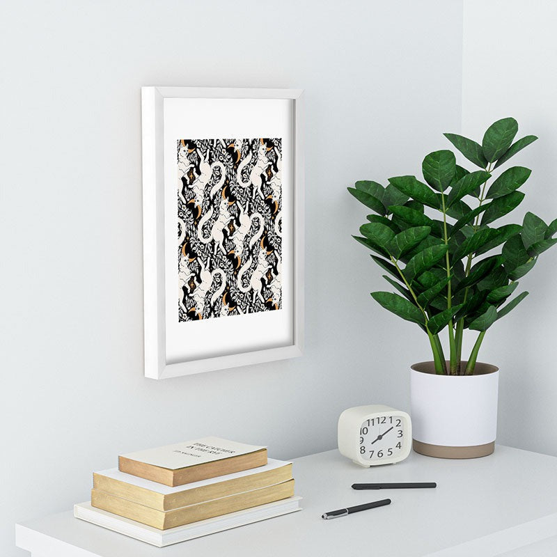 Avenie Celestial Cats Gold Recessed Framing Rectangle