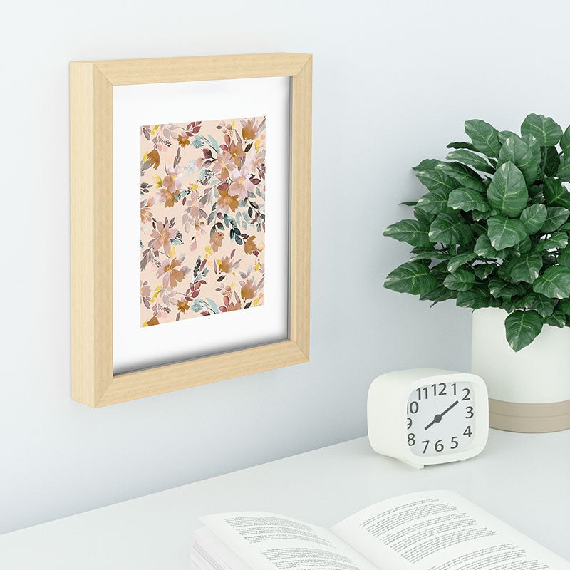 Ninola Design Botanic Retreat Floral Oleander Whimsical Soft Pink Recessed Framing Rectangle