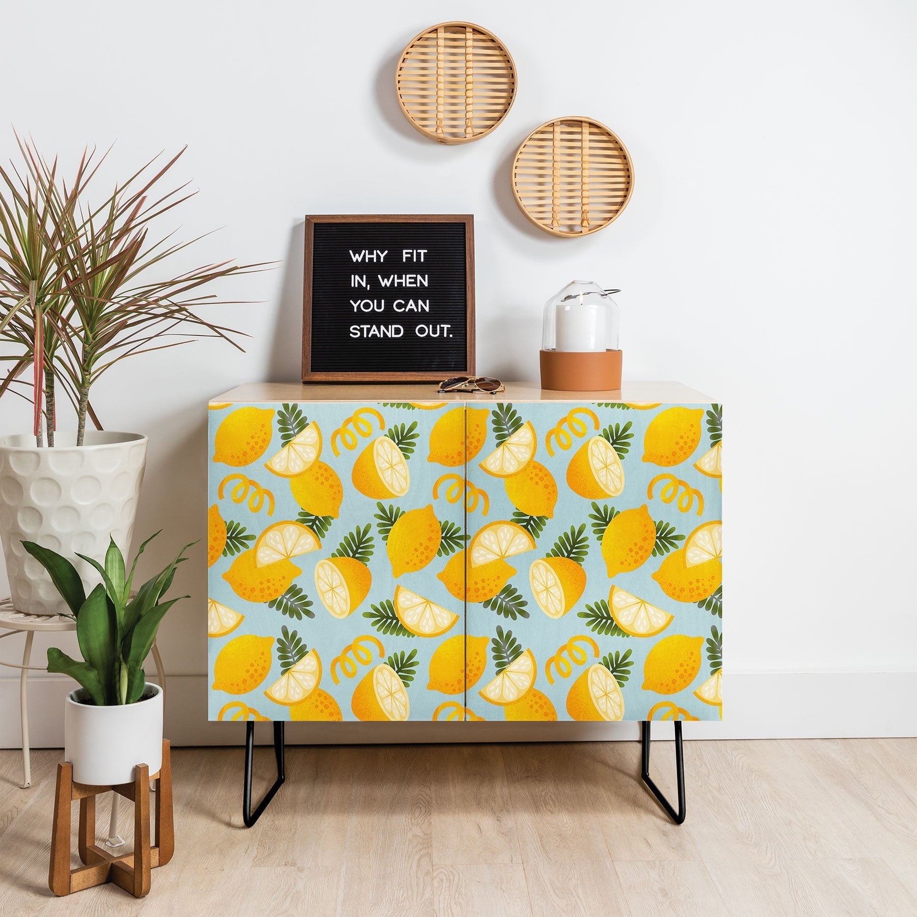 Jessica Molina Lemon Pattern on Sky Blue Credenza
