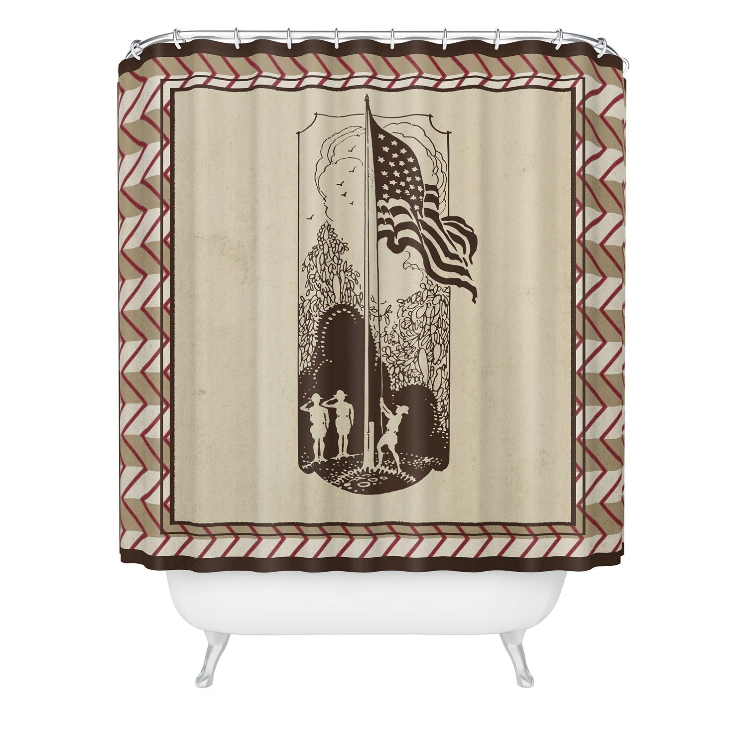 DENY Designs Flag Raisers Striped Square Shower Curtain