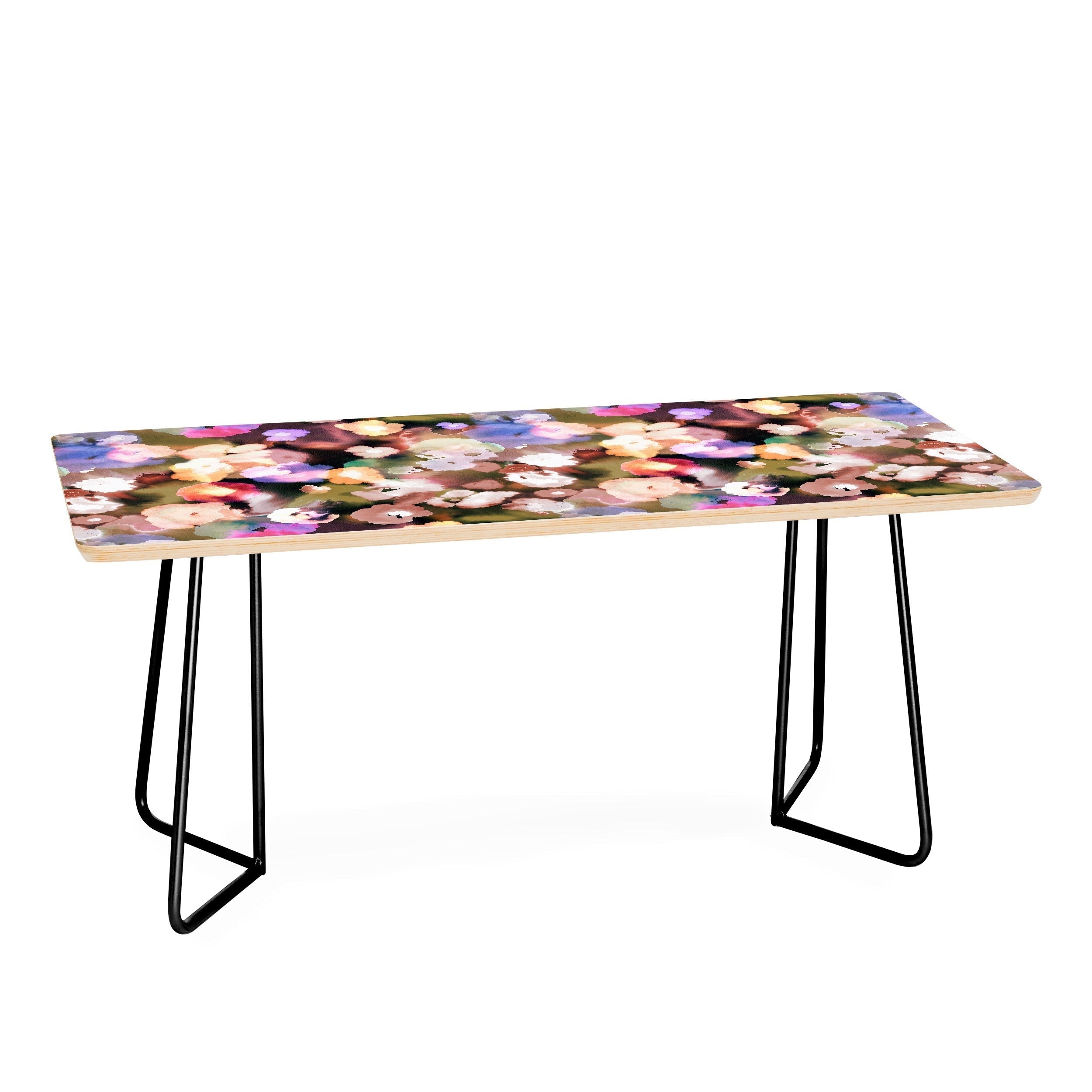 Ninola Design Botanic Retreat Ombre Abstract Watercolor Flowers Pink gold Coffee Table
