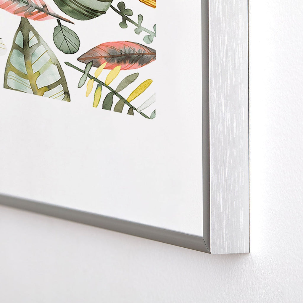 Ninola Design Botanic Retreat Tropical Jungle Leaves Botanical Green Orange Metal Framed Art Print