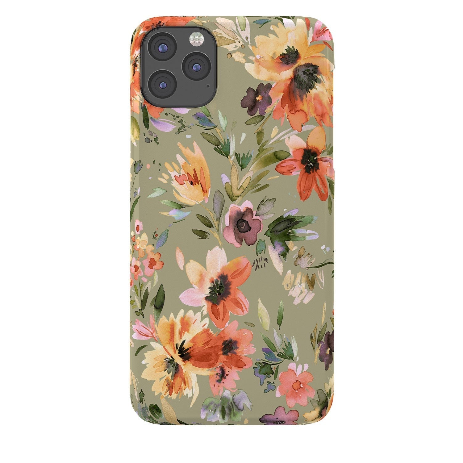 Ninola Design Botanic Retreat Painterly Tropical Flowers Sage Green Phone Case