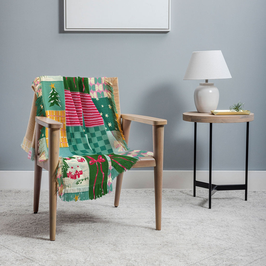 LouBruzzoni Cozy Christmas Patchwork Throw Blanket