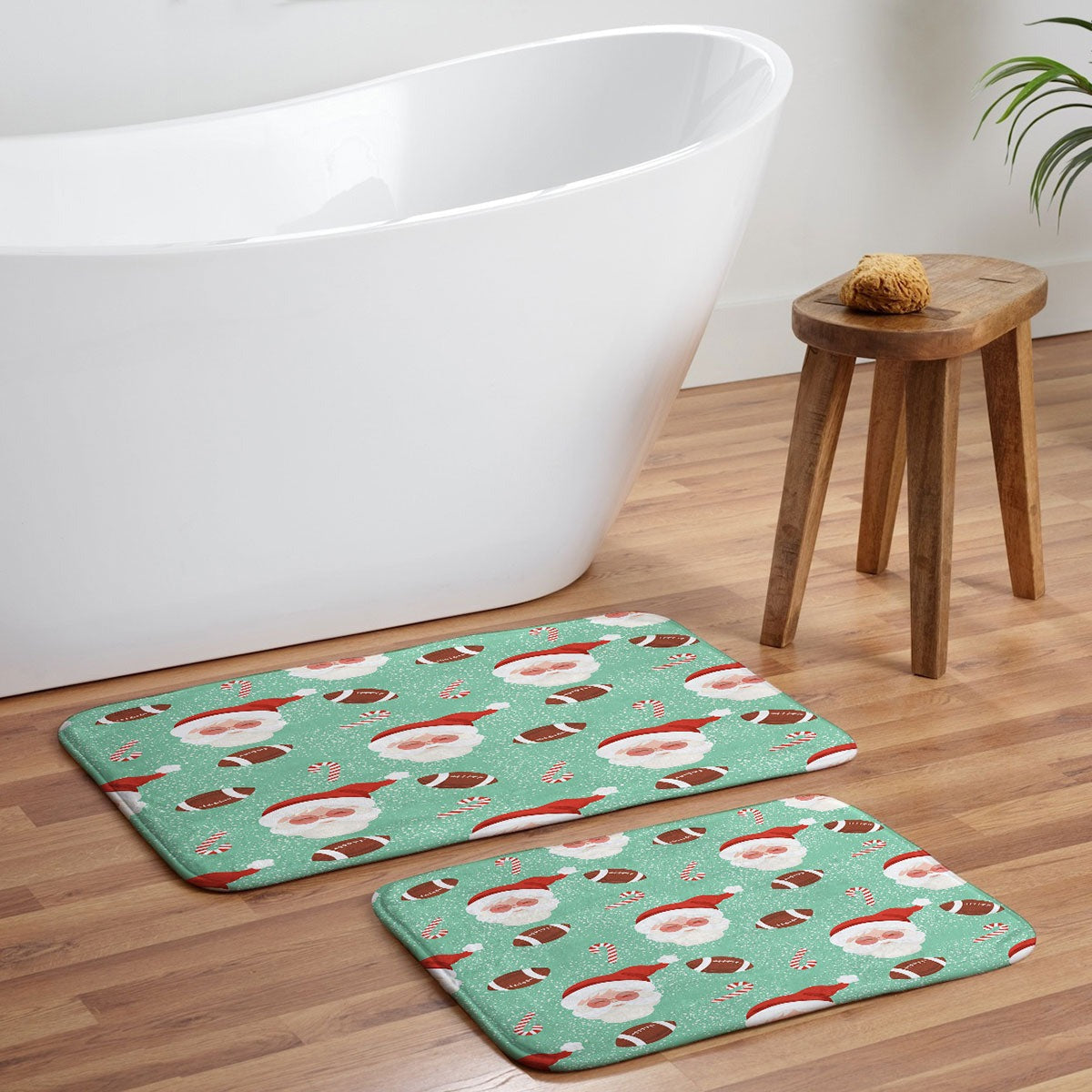 Design by Spark Sporty Football Santa Holiday Memory Foam Bath Mat