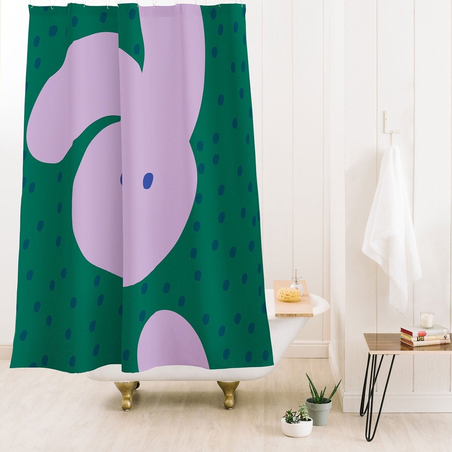 Camilla Foss Pebbles and Rabbit Shower Curtain