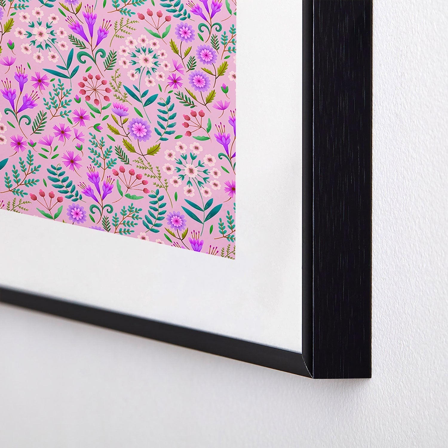 Pimlada Phuapradit Ditsy Purple Floral Half Drop Metal Framed Art Print