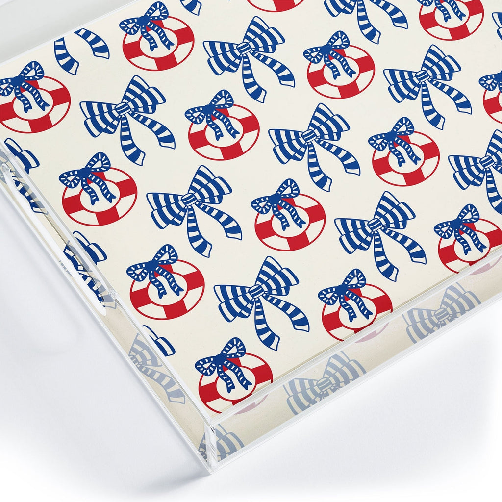 Design by Spark Nautical Christmas Bows Acrylic Tray