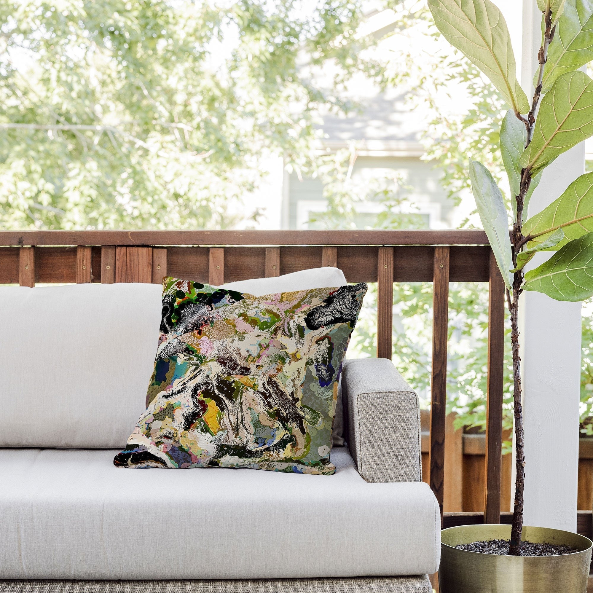 83 Oranges Echoes Beneath the Surface Outdoor Throw Pillow